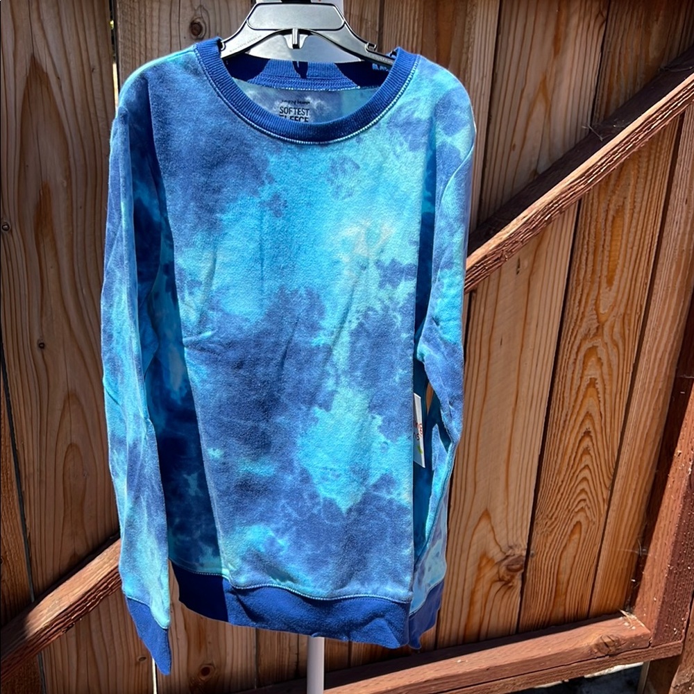 Jumping Beans Blue Crewneck Sweater with Tie-Dye Design